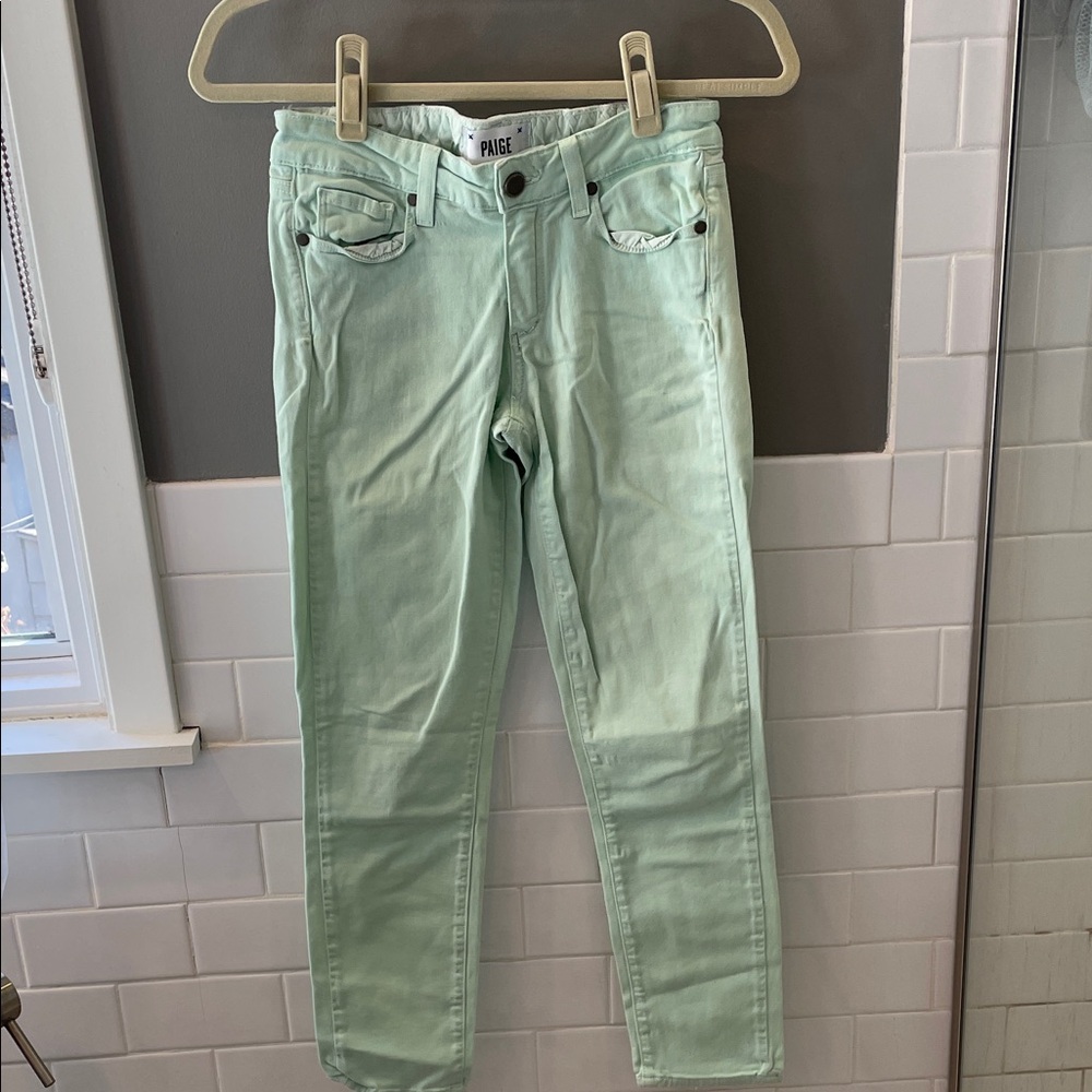 PAIGE Light Green Women's Ankle Jeans